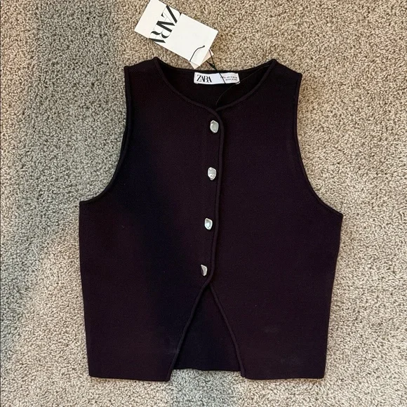 Zara burgundy vest Small - Picture 2 of 3